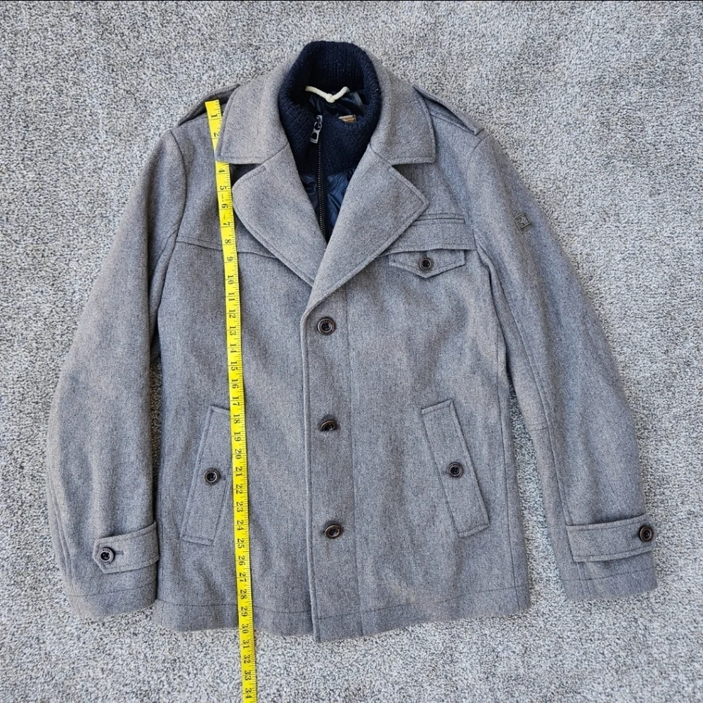 Hugo Boss Orange Wool Field Jacket Heavy Warm Coat Gray Blue Mens Size 42R